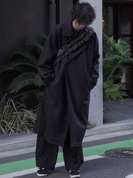 「stein（シュタイン）のアイテム（トレンチコート）」を使った、t._13kyさん（メンズ・182cm）の冬コーディネート