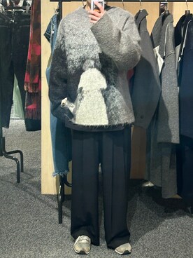 「Toironier（トワロニエ）のToironier/トワロニエ/2Tuck Wide Pants-N（スラックス、ブラック系）」を使った、t._13kyさん（メンズ・182cm）の秋コーディネート