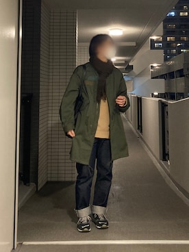 「ADAM ET ROPE'（アダムエロペ）のアイテム（モッズコート）」を使った、GASHIさん（メンズ・170cm）の冬コーディネート