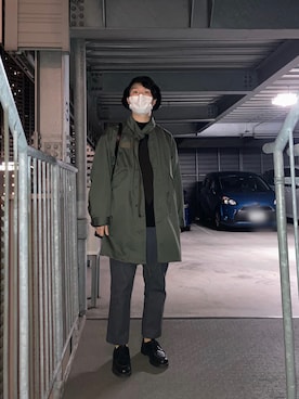 「ADAM ET ROPE'（アダムエロペ）のアイテム（モッズコート）」を使った、GASHIさん（メンズ・170cm）の冬コーディネート