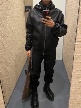 「RICK OWENS」｜「アイテム（ブーツ）」を使った、Aさん（メンズ・168cm）の冬コーディネート
