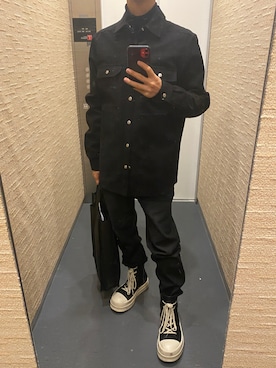 「RICK OWENS」｜「アイテム（ジャケット/アウター）」を使った、Aさん（メンズ・168cm）の冬コーディネート