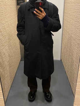 「ランチャーパンツ」｜「アイテム（スラックス）」を使った、Aさん（メンズ・168cm）の冬コーディネート