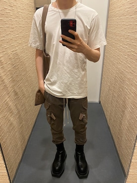 「RICK OWENS」｜「アイテム（カーゴパンツ）」を使った、Aさん（メンズ・168cm）の春コーディネート