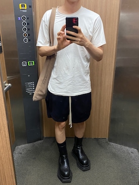 「RICK OWENS」｜「アイテム（ブーツ）」を使った、Aさん（メンズ・170cm）の夏コーディネート