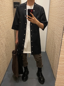 「RICK OWENS」｜「アイテム（カーゴパンツ）」を使った、Aさん（メンズ・168cm）の春コーディネート