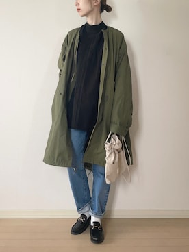 「THE SHINZONE（ザ　シンゾーン）のアイテム（ミリタリージャケット）」を使った、𝐀𝐍𝐘さん（レディース・156cm）の冬コーディネート