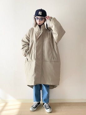 「アイテム（キャップ）」を使った、𝐀𝐍𝐘さん（レディース・156cm）の冬コーディネート