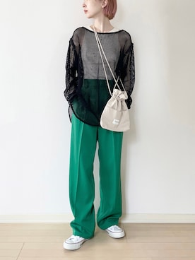 「Ameri（アメリ）のアイテム（タンクトップ）」を使った、𝐀𝐍𝐘さん（レディース・156cm）の秋コーディネート