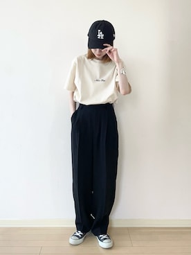 「アイテム（キャップ）」を使った、𝐀𝐍𝐘さん（骨格ウェーブ・レディース・156cm）の夏コーディネート