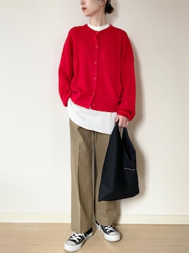 「アイテム（チノパンツ）」を使った、𝐀𝐍𝐘さん（レディース・156cm）の春コーディネート
