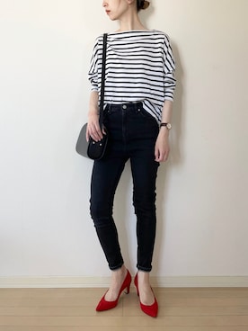 「フレンチカジュアル」｜「アイテム（パンプス）」を使った、𝐀𝐍𝐘さん（レディース・156cm）の春コーディネート