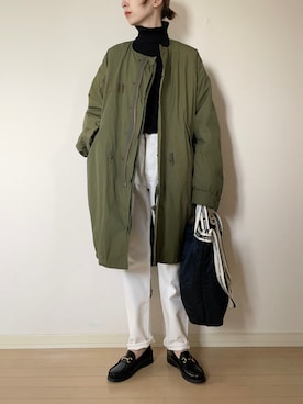 「THE SHINZONE（ザ　シンゾーン）のアイテム（ミリタリージャケット）」を使った、𝐀𝐍𝐘さん（レディース・156cm）の冬コーディネート