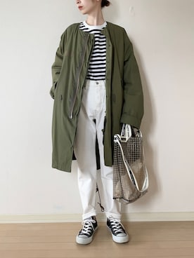 「THE SHINZONE（ザ　シンゾーン）のアイテム（ミリタリージャケット）」を使った、𝐀𝐍𝐘さん（レディース・156cm）の冬コーディネート