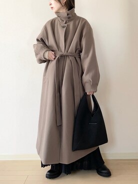 「select MOCA（セレクトモカ）のアイテム（ステンカラーコート）」を使った、𝐀𝐍𝐘さん（レディース・156cm）の秋コーディネート