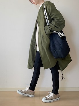 「THE SHINZONE（ザ　シンゾーン）のアイテム（ミリタリージャケット）」を使った、𝐀𝐍𝐘さん（レディース・156cm）の冬コーディネート