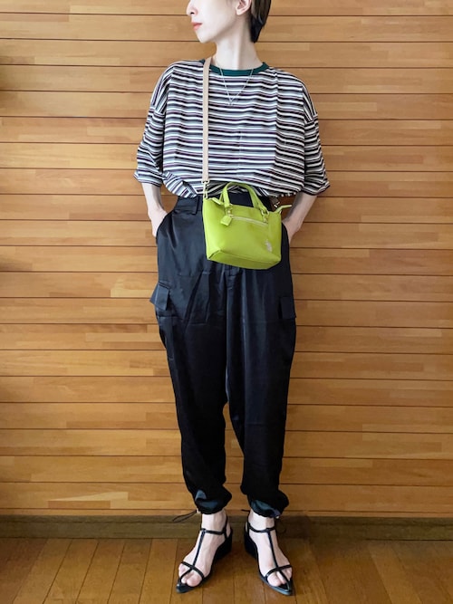 6(ROKU)＞COTTON MULTI BORDER BIG T-SHIRT 2023SS/Tシャツを
