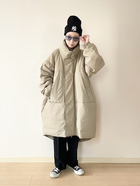 「アイテム（ダウンジャケット/コート）」を使った、𝐀𝐍𝐘さん（レディース・156cm）の秋コーディネート