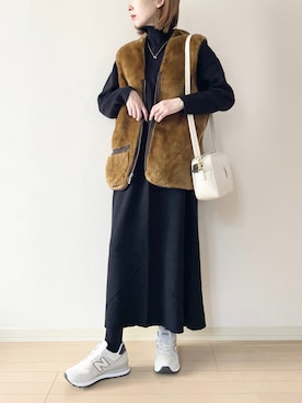 「春めきシューズ」｜「アイテム（その他アウター）」を使った、𝐀𝐍𝐘さん（レディース・156cm）の冬コーディネート