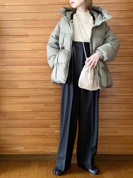 「nano・universe」｜「アイテム（ダウンジャケット/コート）」を使った、𝐀𝐍𝐘さん（レディース・156cm）の冬コーディネート