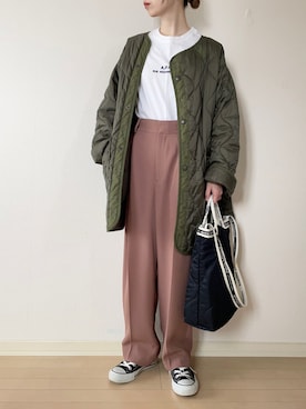 「THE SHINZONE（ザ　シンゾーン）のアイテム（ミリタリージャケット）」を使った、𝐀𝐍𝐘さん（レディース・156cm）の秋コーディネート