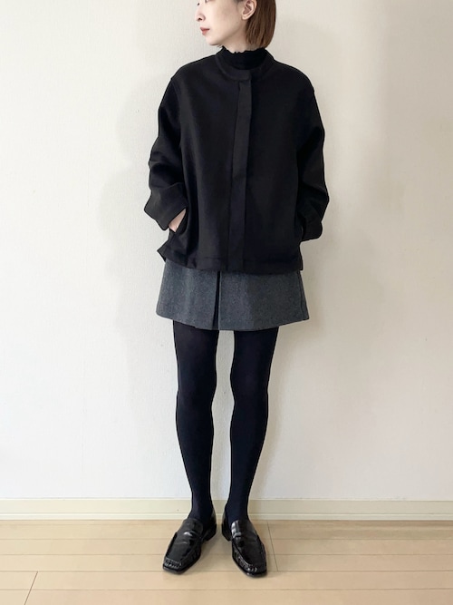 セール】ウールライクメルトン コクーンジャケット（ノーカラー