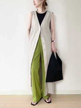 「Ameri（アメリ）のアイテム（タンクトップ）」を使った、𝐀𝐍𝐘さん（レディース・156cm）の夏コーディネート