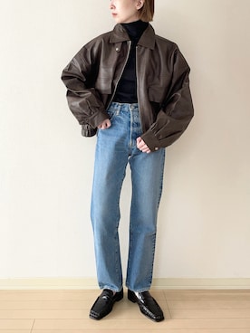 「アイテム（ブルゾン）」を使った、𝐀𝐍𝐘さん（レディース・156cm）の秋コーディネート