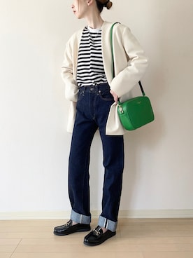 「いまどきジャケット写真」｜「アイテム（ノーカラージャケット）」を使った、𝐀𝐍𝐘さん（レディース・156cm）の春コーディネート