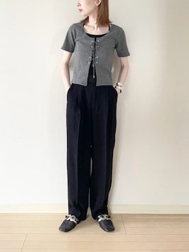 「アイテム（スラックス）」を使った、𝐀𝐍𝐘さん（レディース・156cm）の夏コーディネート