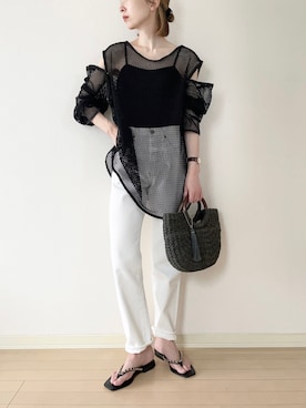 「HANES（ヘインズ）のアイテム（キャミソール）」を使った、𝐀𝐍𝐘さん（レディース・156cm）の夏コーディネート