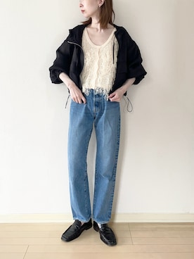 「tiptop（ティップトップ）のアイテム（ベスト）」を使った、𝐀𝐍𝐘さん（レディース・156cm）の春コーディネート