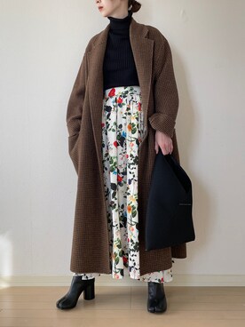 𝐀𝐍𝐘さんの「オーバーチェックコート」を使ったコーディネート