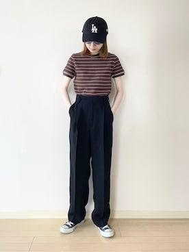 「アイテム（キャップ）」を使った、𝐀𝐍𝐘さん（骨格ウェーブ・レディース・156cm）の夏コーディネート
