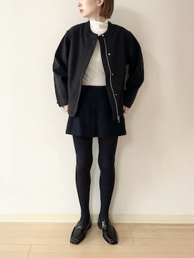 「アイテム（ノーカラージャケット）」を使った、𝐀𝐍𝐘さん（レディース・156cm）の秋コーディネート