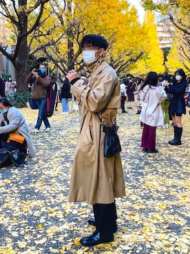 「RYO TAKASHIMA（リョウタカシマ）のアイテム（トレンチコート）」を使った、まるしょさん（メンズ・170cm）の冬コーディネート