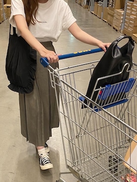 「Acne Studios（アクネストゥディオズ）の＜Acne Studios＞リバースロゴTシャツΨо（Tシャツ/カットソー）」を使った、aiさん（レディース・156cm）の夏コーディネート