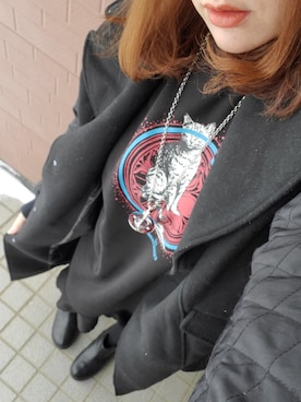 「Vivienne Westwood（ヴィヴィアンウエストウッド）のアイテム（アクセサリー、ピンク系）」を使った、kyanさん（レディース・159cm）の冬コーディネート