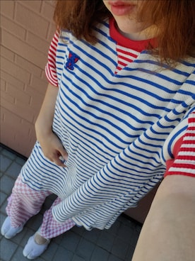 「柄×柄」｜「アイテム（ワンピース/ドレス）」を使った、kyanさん（レディース・159cm）の夏コーディネート