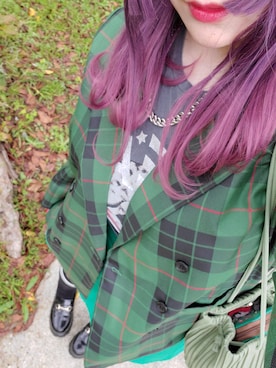 「緑」｜「アイテム（その他アウター）」を使った、kyanさん（レディース・159cm）の秋コーディネート