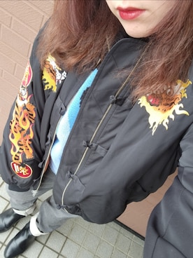 「アイテム（MA-1）」を使った、kyanさん（レディース・159cm）の冬コーディネート