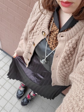 「Candy Stripper（キャンディストリッパー）のMY LITTLE CANDY HIGH SOLE SANDAL（サンダル、ブラック系）」を使った、kyanさん（レディース・159cm）の秋コーディネート