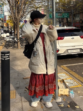 「アイテム（ノーカラージャケット）」を使った、おゆいさん（レディース・151cm）の冬コーディネート