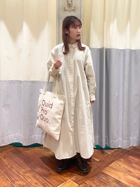 「ナチュラルスタイル」｜「アイテム（シャツワンピース）」を使った、おゆいさん（レディース・151cm）の冬コーディネート