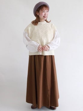 「ベストコーデ」｜「アイテム（ハンチング/ベレー帽）」を使った、おゆいさん（レディース・151cm）の秋コーディネート
