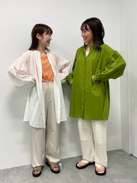 「お揃いコーデ」｜「アイテム（サンダル）」を使った、おゆいさん（レディース・151cm）の春コーディネート
