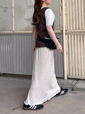 「Samansa Mos2（サマンサ モスモス）のメローナロースカート（スカート、その他）」を使った、おゆいさん（レディース・151cm）の夏コーディネート