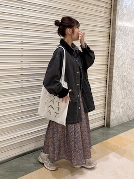 「アイテム（ワンピース/ドレス、ブルー系）」を使った、おゆいさん（レディース・151cm）の秋コーディネート