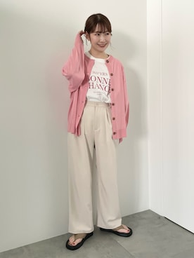 「シアーカーディガン」｜おゆいさん（レディース・151cm）の春コーディネート