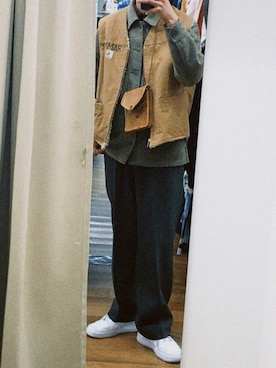 「古着好きな人と繋がりたい」｜「アイテム（ダウンベスト）」を使った、6905amineさん（メンズ・170cm）の冬コーディネート